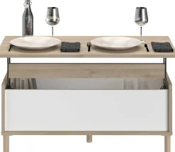 Couchtisch Morpheus - 100x50x44-65cm - mit Ablage - Eiche Dekor/Weiß