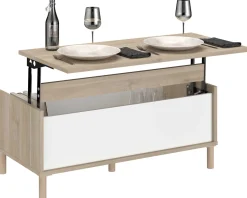 Couchtisch Morpheus - 100x50x44-65cm - mit Ablage - Eiche Dekor/Weiß