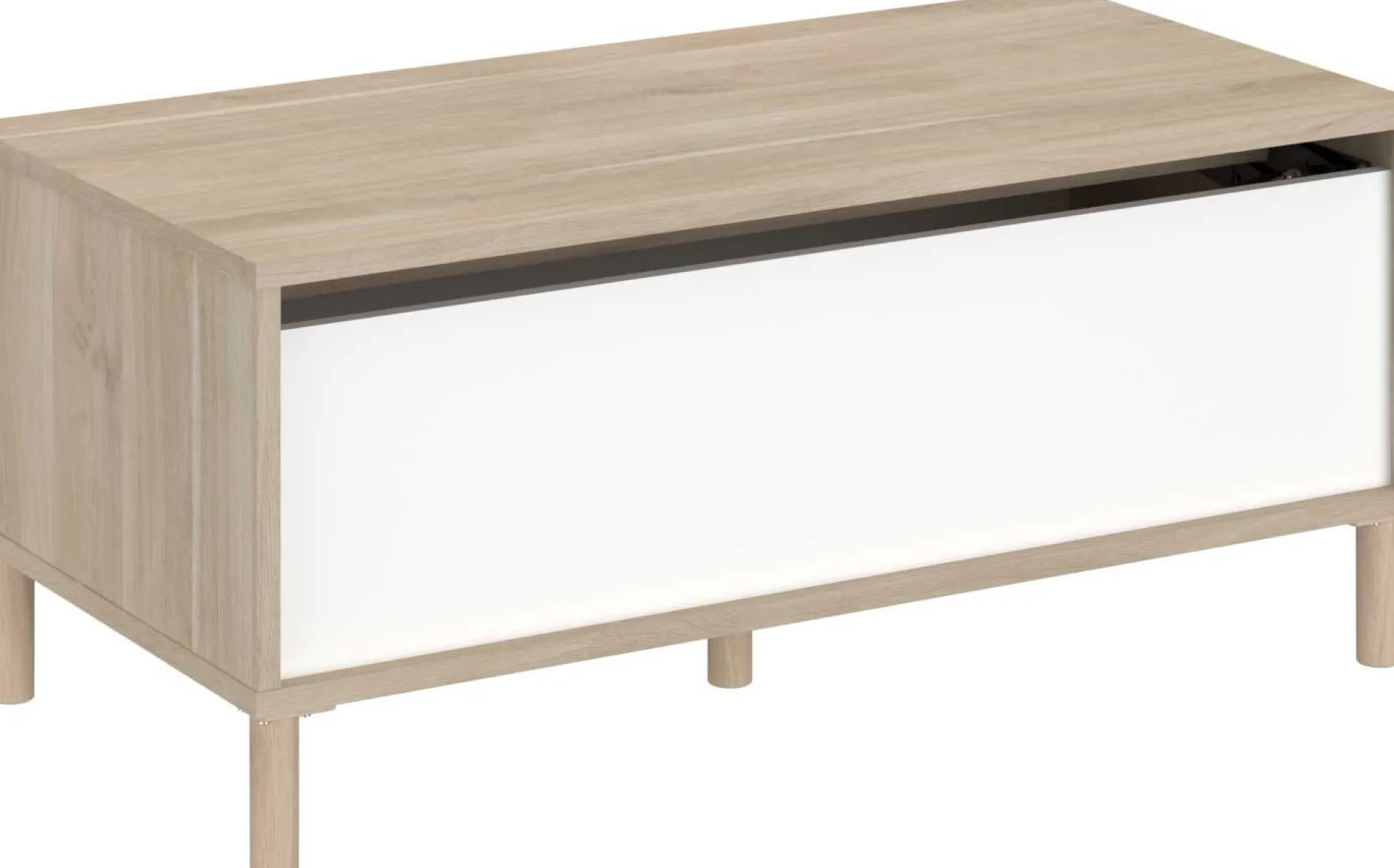 Couchtisch Morpheus - 100x50x44-65cm - mit Ablage - Eiche Dekor/Weiß