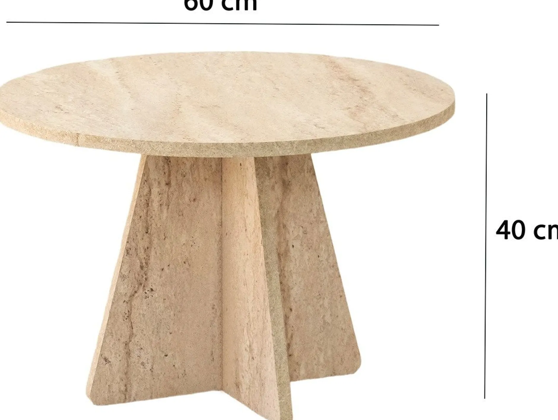Couchtisch Mushroom - 100% MELAMINE - Travertin - 60 x 40 x 60 cm