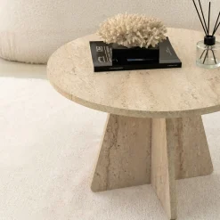 Couchtisch Mushroom - 100% MELAMINE - Travertin - 60 x 40 x 60 cm