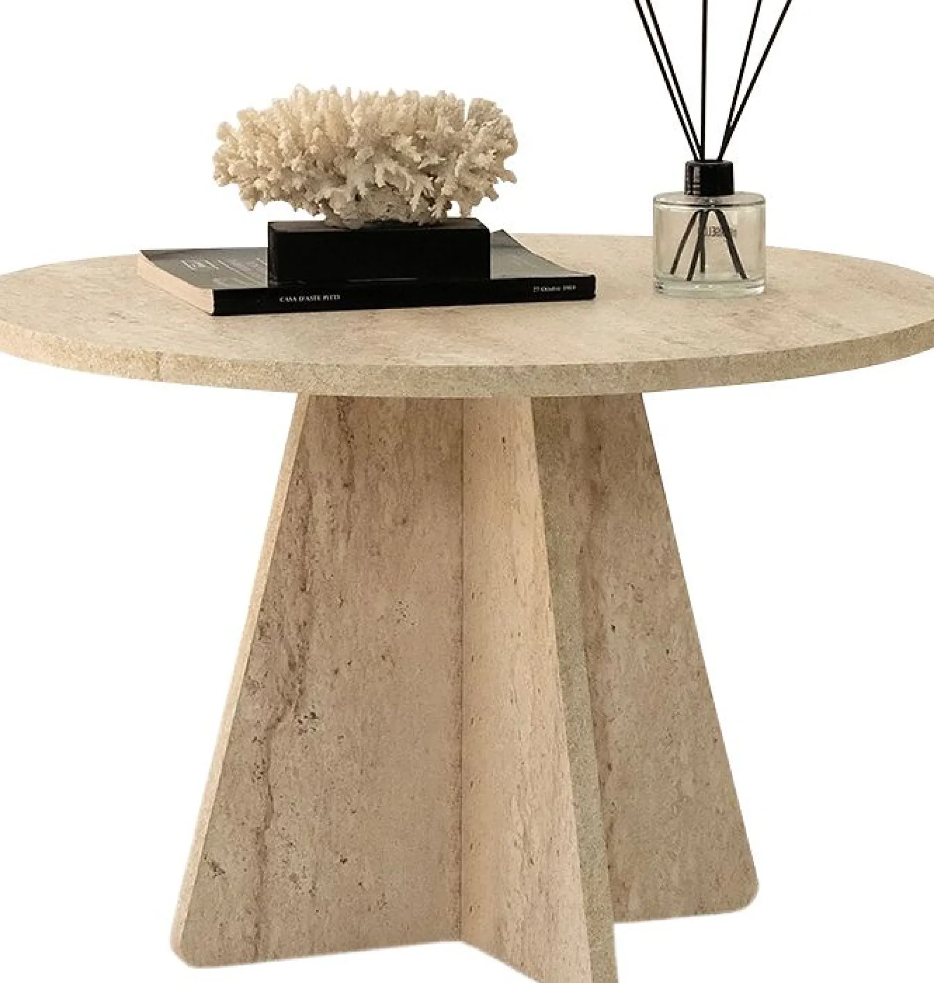 Couchtisch Mushroom - 100% MELAMINE - Travertin - 60 x 40 x 60 cm