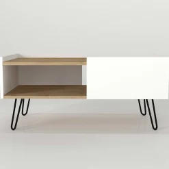 Couchtisch Nina - 100x55x45cm - mit Ablage - Eiche Dekor/Weiß