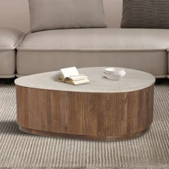 Couchtisch Nolan | 100 x 80 x 35 cm | Design Travertin Beige