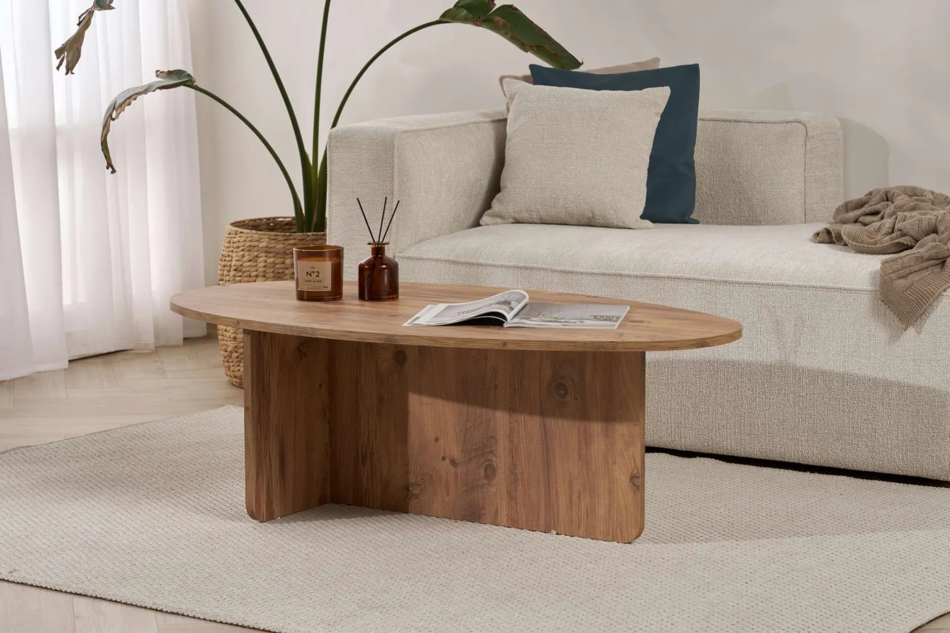 Couchtisch Orba - 100% MELAMINE - Atlantik-Kiefer - 40 x 65 x 120 cm