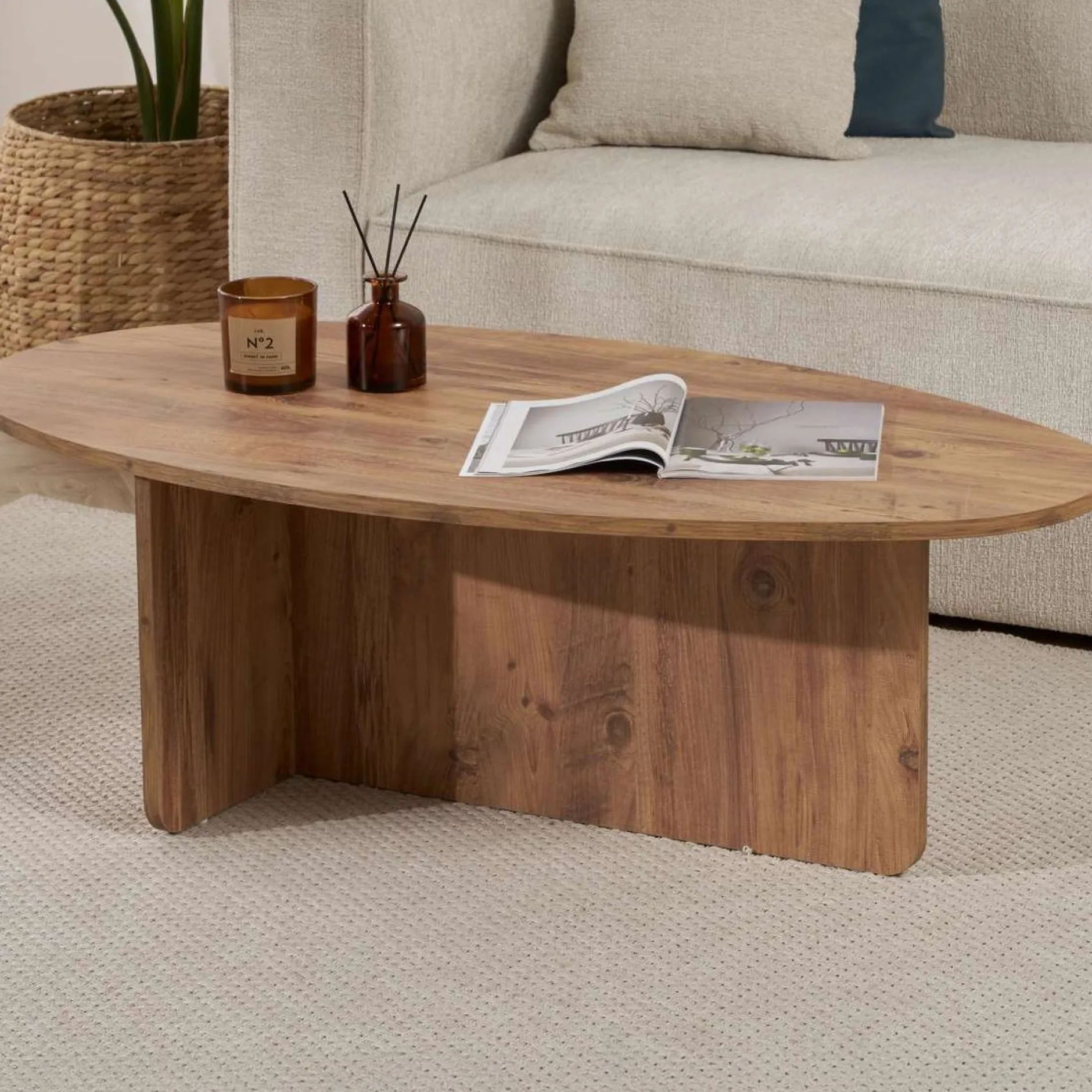 Couchtisch Orba - 100% MELAMINE - Atlantik-Kiefer - 40 x 65 x 120 cm