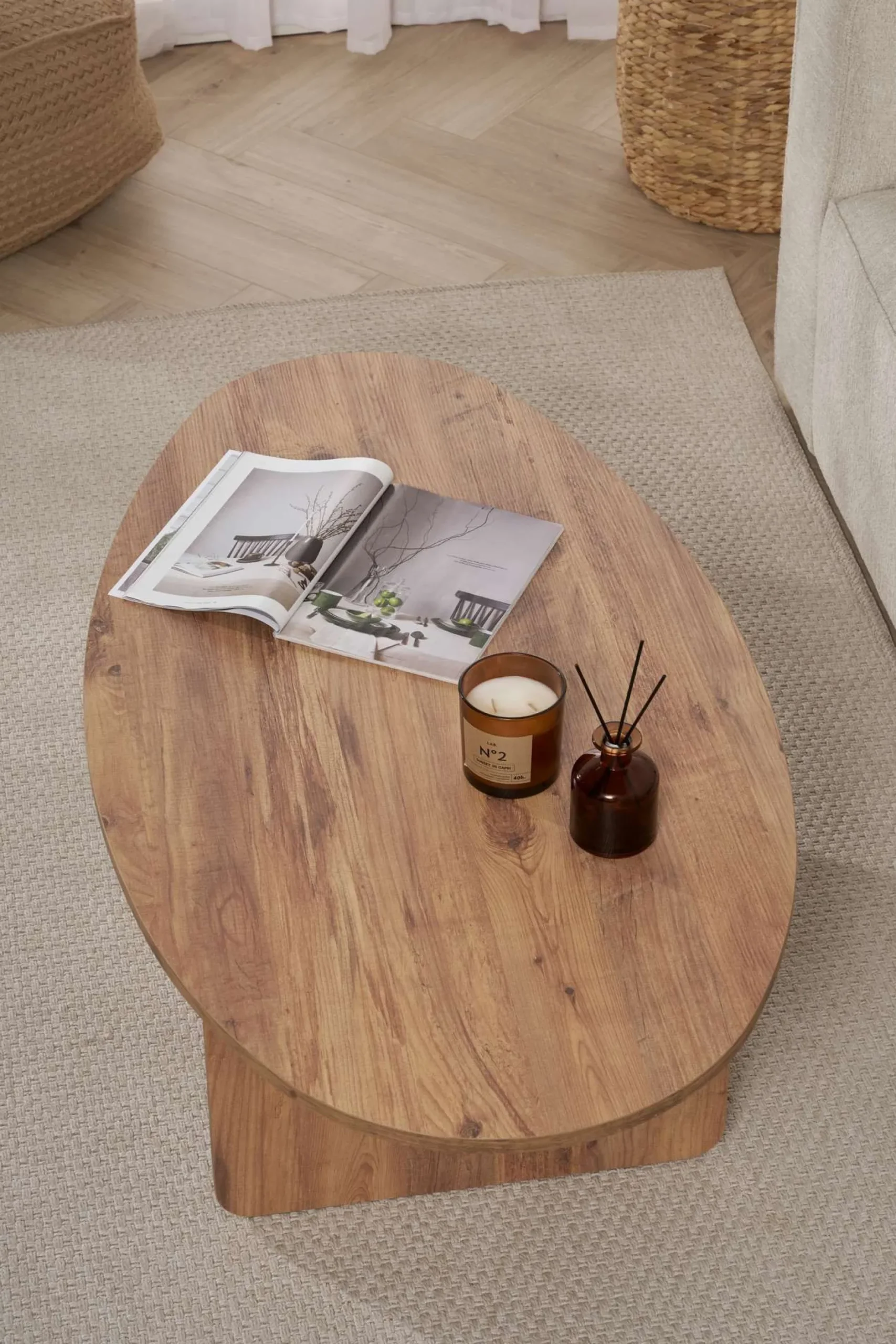 Couchtisch Orba - 100% MELAMINE - Atlantik-Kiefer - 40 x 65 x 120 cm