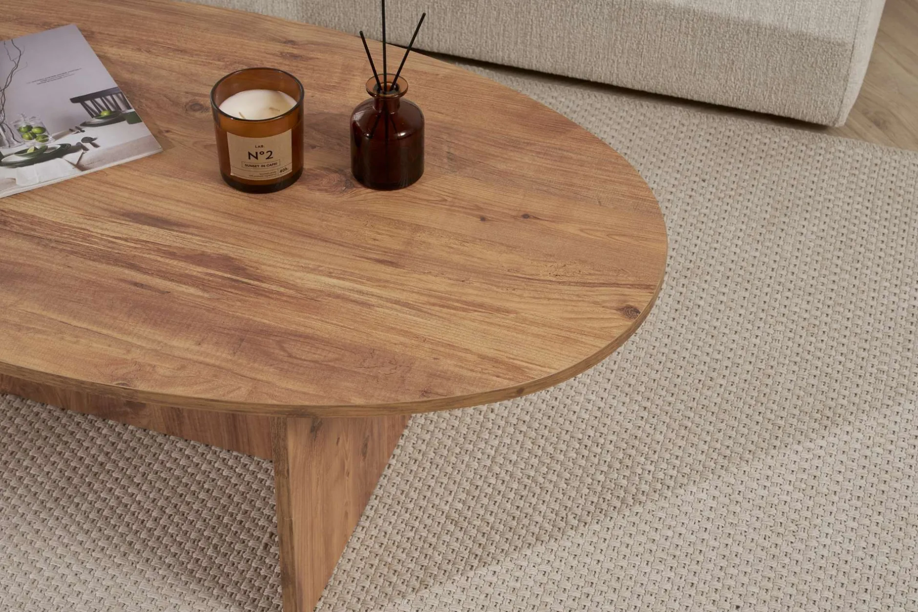 Couchtisch Orba - 100% MELAMINE - Atlantik-Kiefer - 40 x 65 x 120 cm