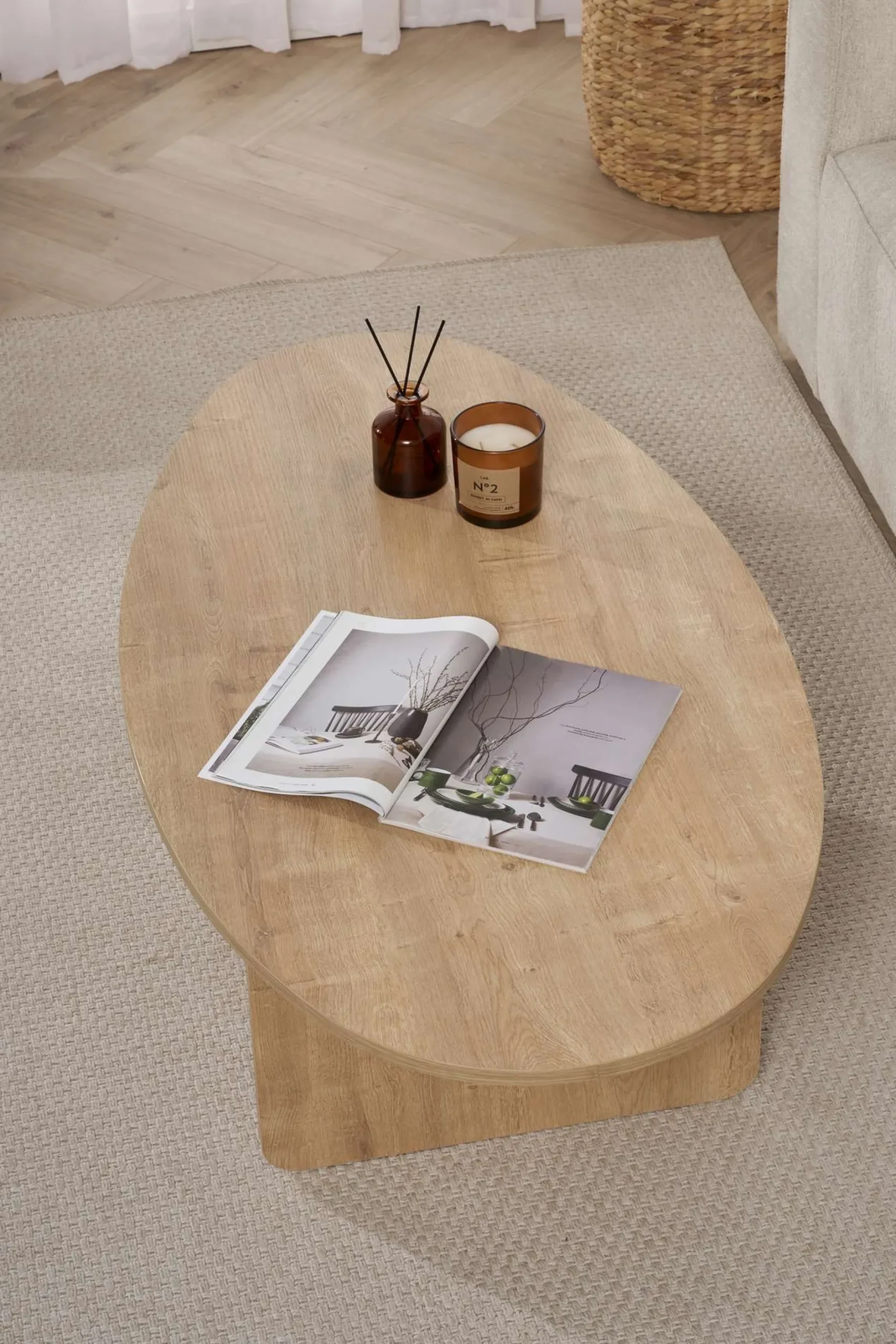 Couchtisch Orba - 100% MELAMINE - Eiche - 40 x 65 x 120 cm