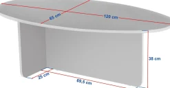 Couchtisch Orba - 100% MELAMINE - Eiche - 40 x 65 x 120 cm