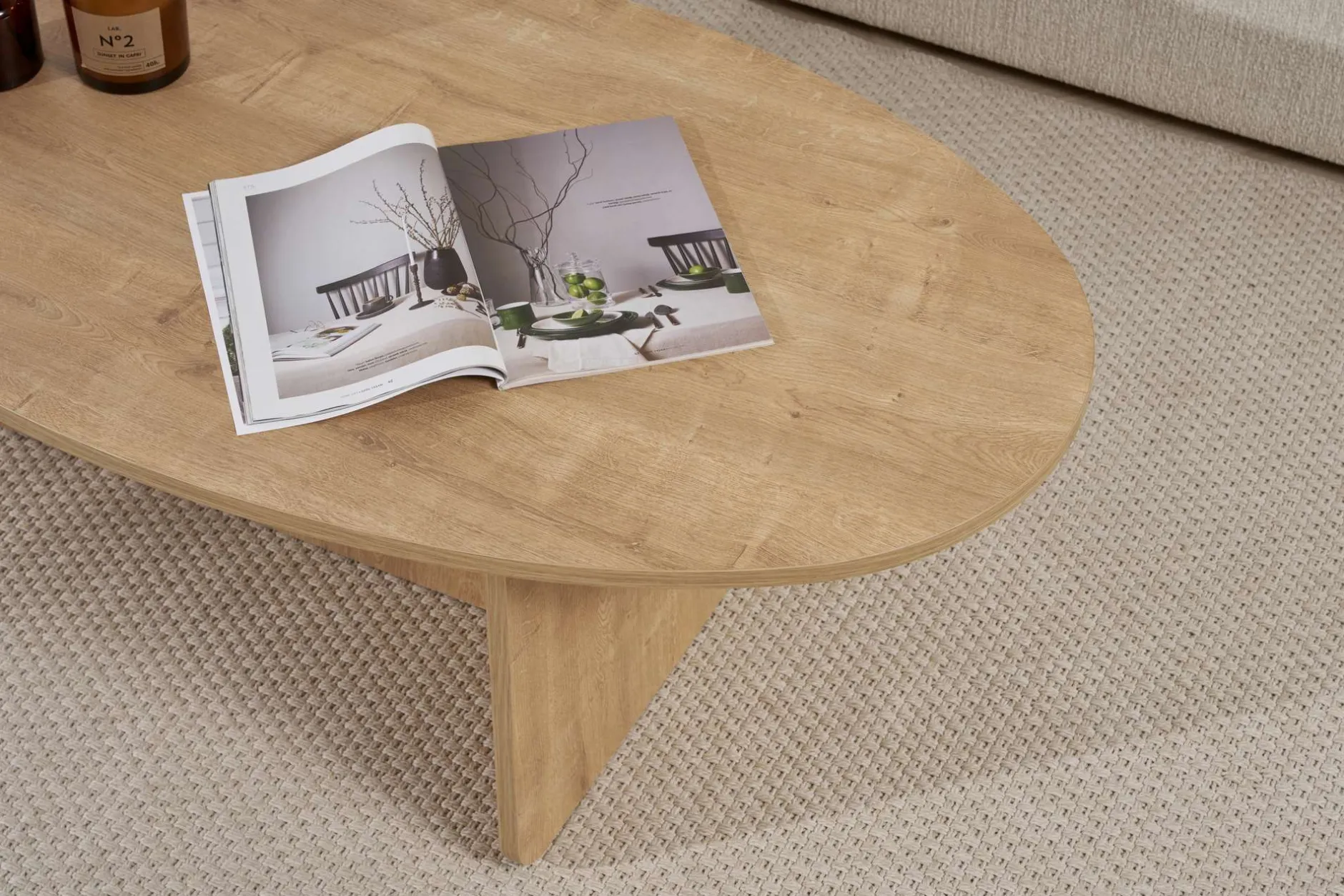 Couchtisch Orba - 100% MELAMINE - Eiche - 40 x 65 x 120 cm