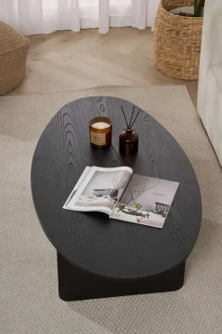Couchtisch Orba - 100% MELAMINE - Holzschwarz - 40 x 65 x 120 cm