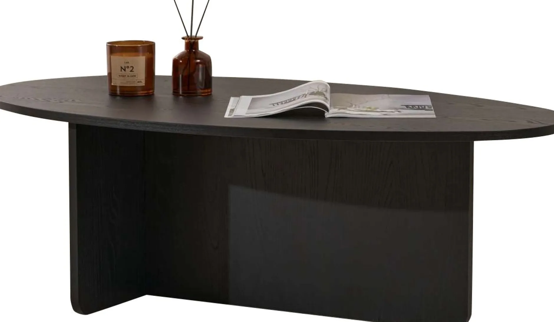 Couchtisch Orba - 100% MELAMINE - Holzschwarz - 40 x 65 x 120 cm