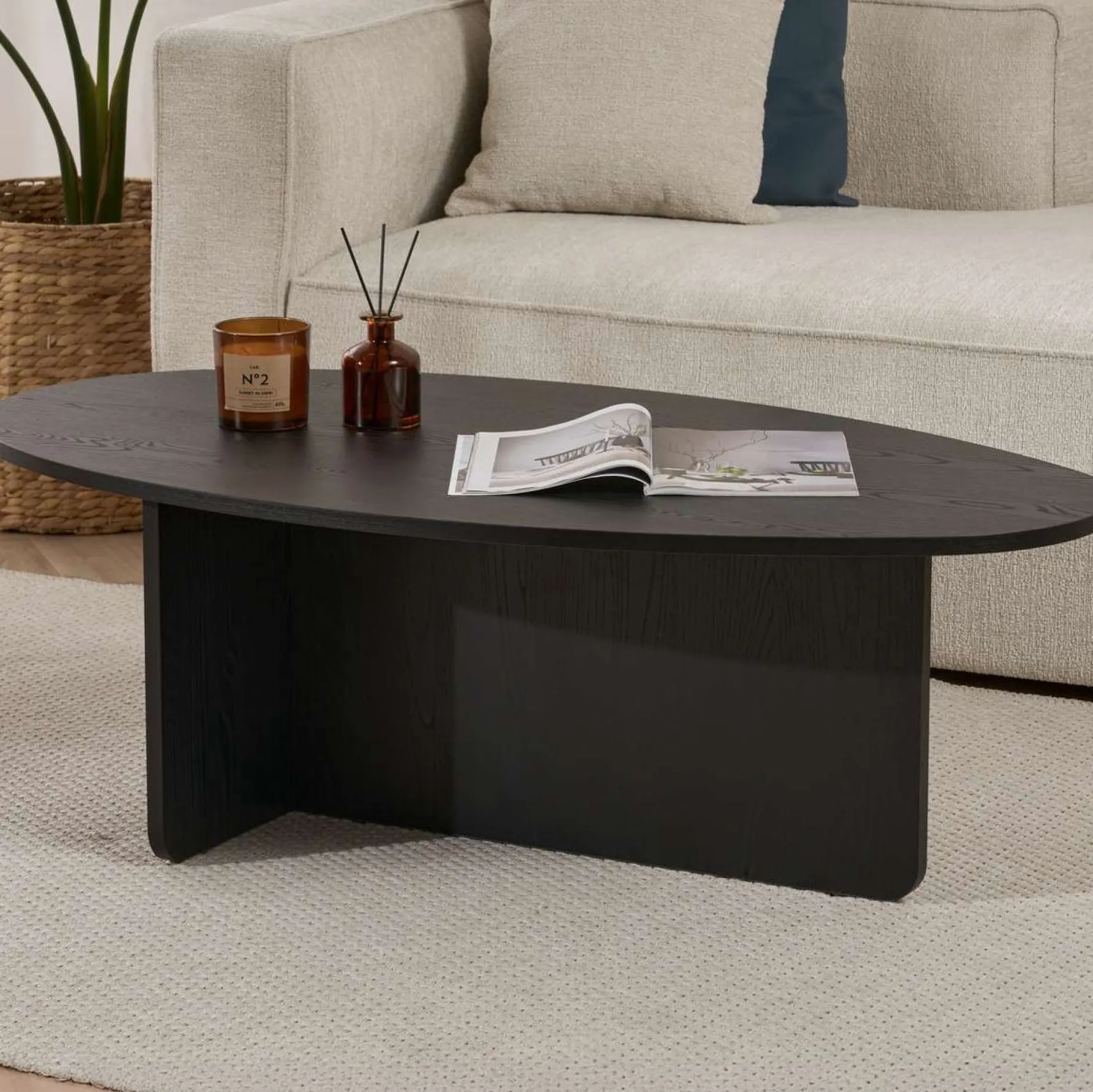 Couchtisch Orba - 100% MELAMINE - Holzschwarz - 40 x 65 x 120 cm