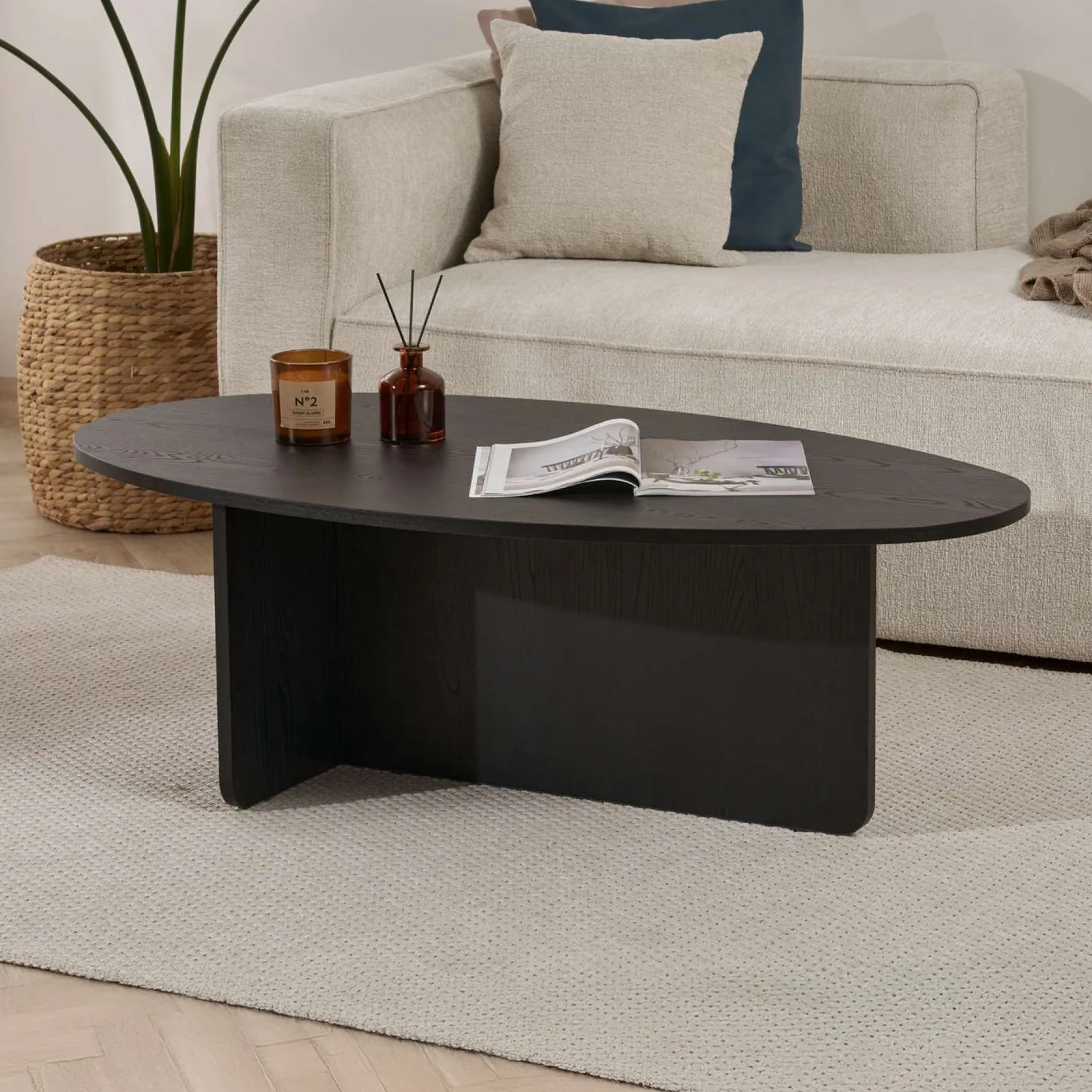 Couchtisch Orba - 100% MELAMINE - Holzschwarz - 40 x 65 x 120 cm