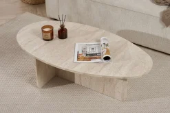 Couchtisch Orba - 100% MELAMINE - Travertin - 40 x 65 x 120 cm