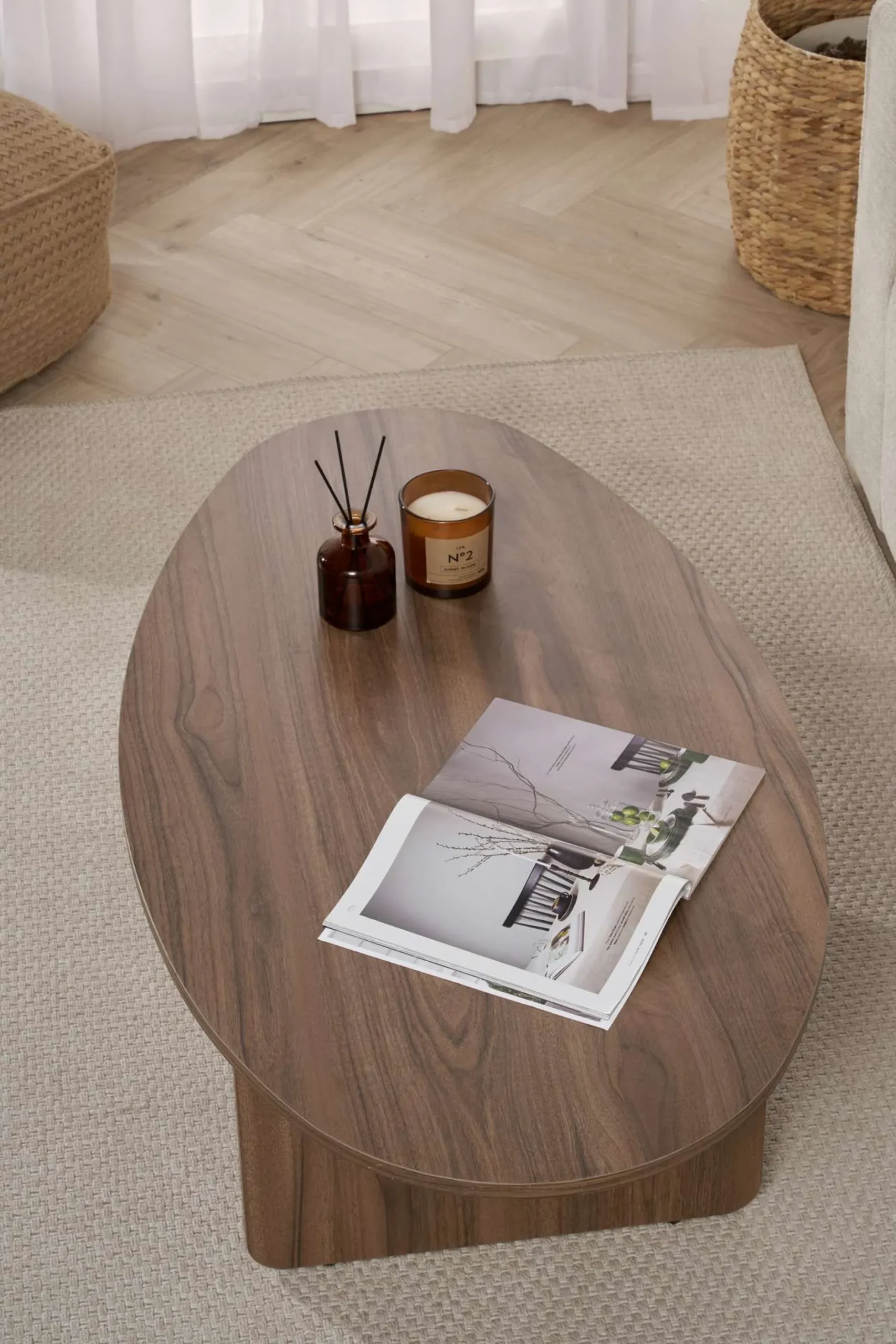 Couchtisch Orba - 100% MELAMINE - Walnuss - 40 x 65 x 120 cm