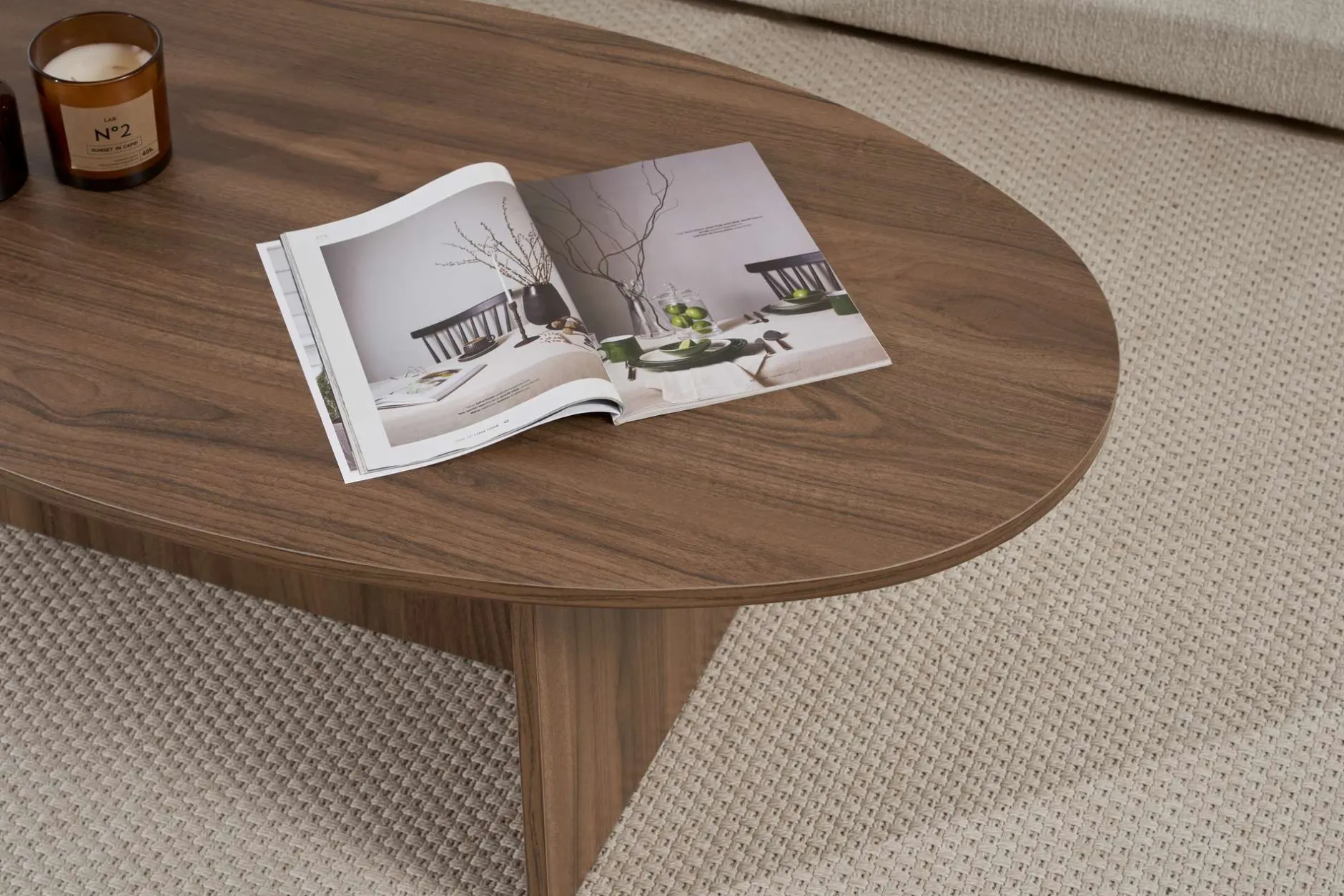 Couchtisch Orba - 100% MELAMINE - Walnuss - 40 x 65 x 120 cm