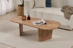 Couchtisch Ovalis - 100% MELAMINE - Atlantik-Kiefer - 40 x 65 x 130 cm