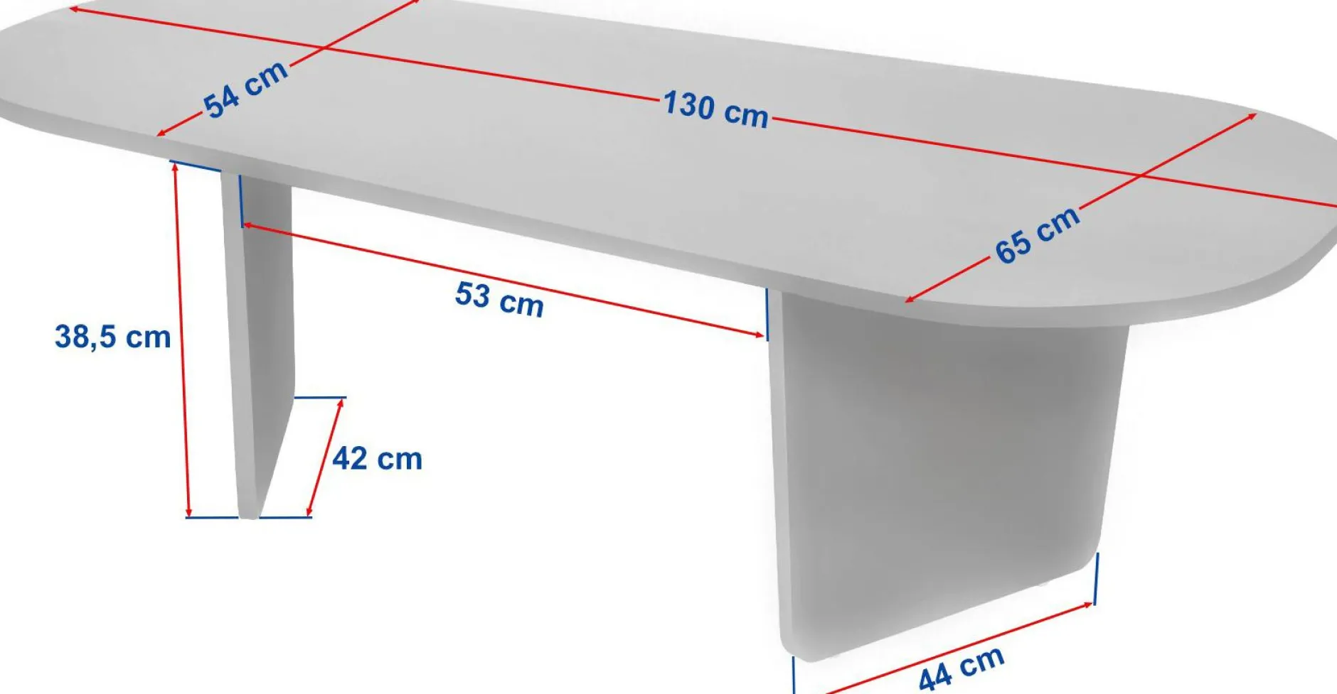 Couchtisch Ovalis - 100% MELAMINE - Eiche - 40 x 65 x 130 cm