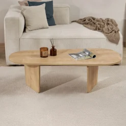 Couchtisch Ovalis - 100% MELAMINE - Eiche - 40 x 65 x 130 cm