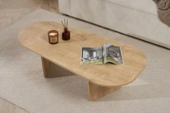 Couchtisch Ovalis - 100% MELAMINE - Eiche - 40 x 65 x 130 cm