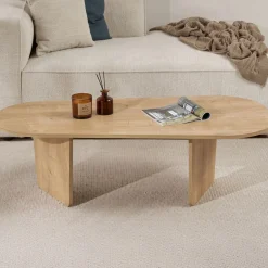Couchtisch Ovalis - 100% MELAMINE - Eiche - 40 x 65 x 130 cm