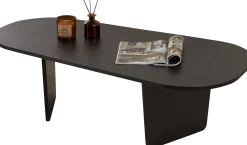 Couchtisch Ovalis - 100% MELAMINE - Holzschwarz - 40 x 65 x 130 cm