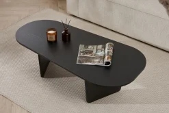 Couchtisch Ovalis - 100% MELAMINE - Holzschwarz - 40 x 65 x 130 cm