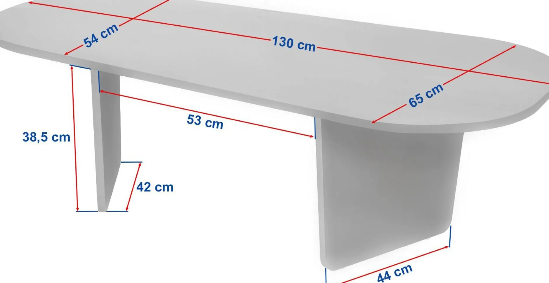 Couchtisch Ovalis - 100% MELAMINE - Travertin - 40 x 65 x 130 cm