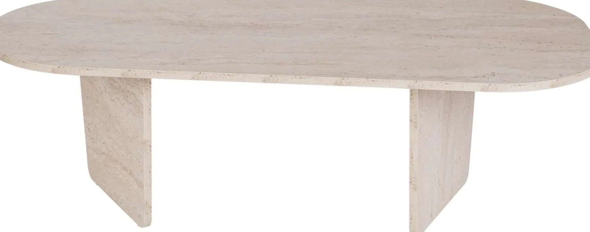 Couchtisch Ovalis - 100% MELAMINE - Travertin - 40 x 65 x 130 cm
