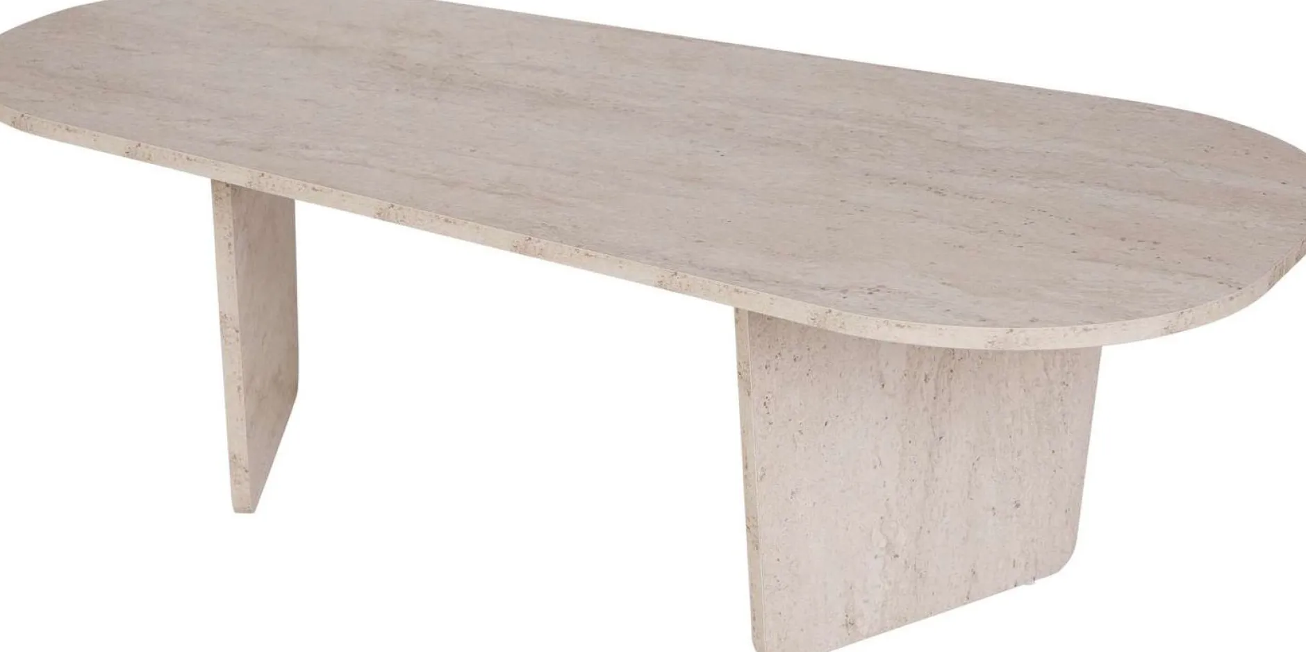 Couchtisch Ovalis - 100% MELAMINE - Travertin - 40 x 65 x 130 cm