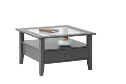 Couchtisch Provence | Melaminharzbeschichtung | 75 x 75 x 45 cm | Mit Ablageschublade | Farbe: Anthrazit