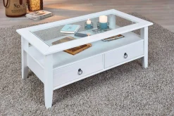 Couchtisch Provence mit 2 Schubladen - weiß