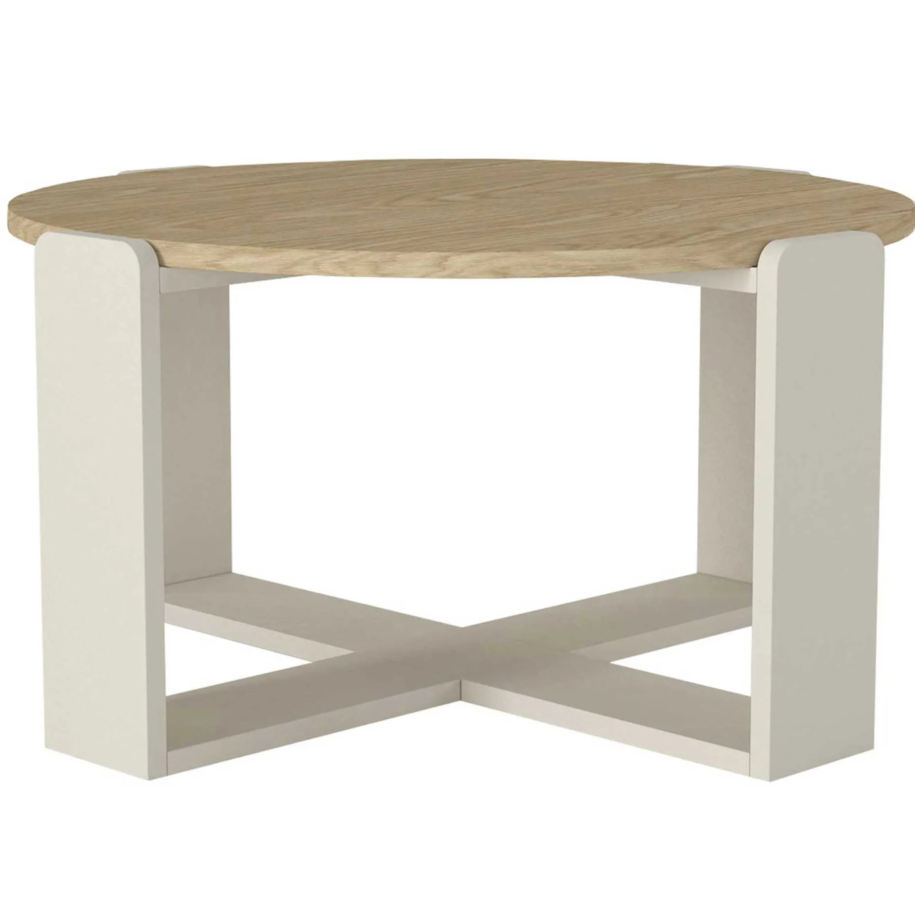 Couchtisch Rebel - Ø70x38cm - weiß/Eiche Dekor