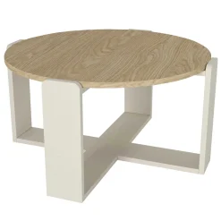 Couchtisch Rebel - Ø70x38cm - weiß/Eiche Dekor