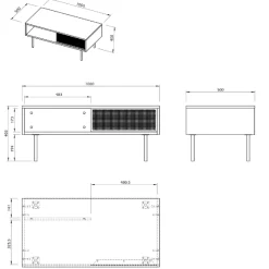 Couchtisch Renée 100 cm - Eiche/schwarz