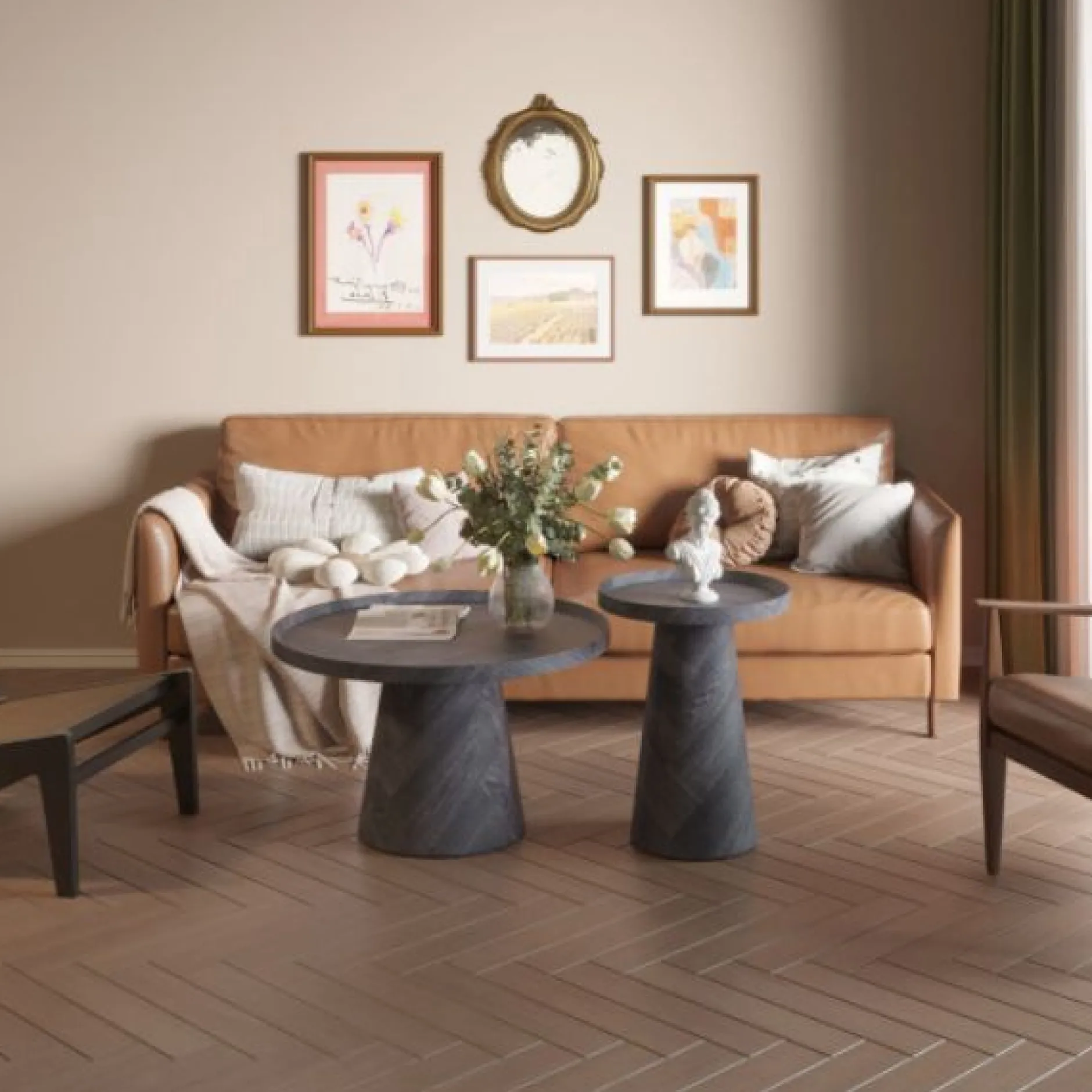 Couchtisch Romano | Ø80 x 47 cm | Dunkelgrau