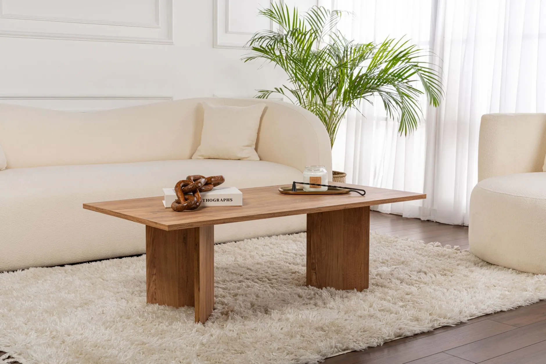 Couchtisch Sabin - 100% MELAMINE - Atlantik-Kiefer - 40 x 60 x 119 cm