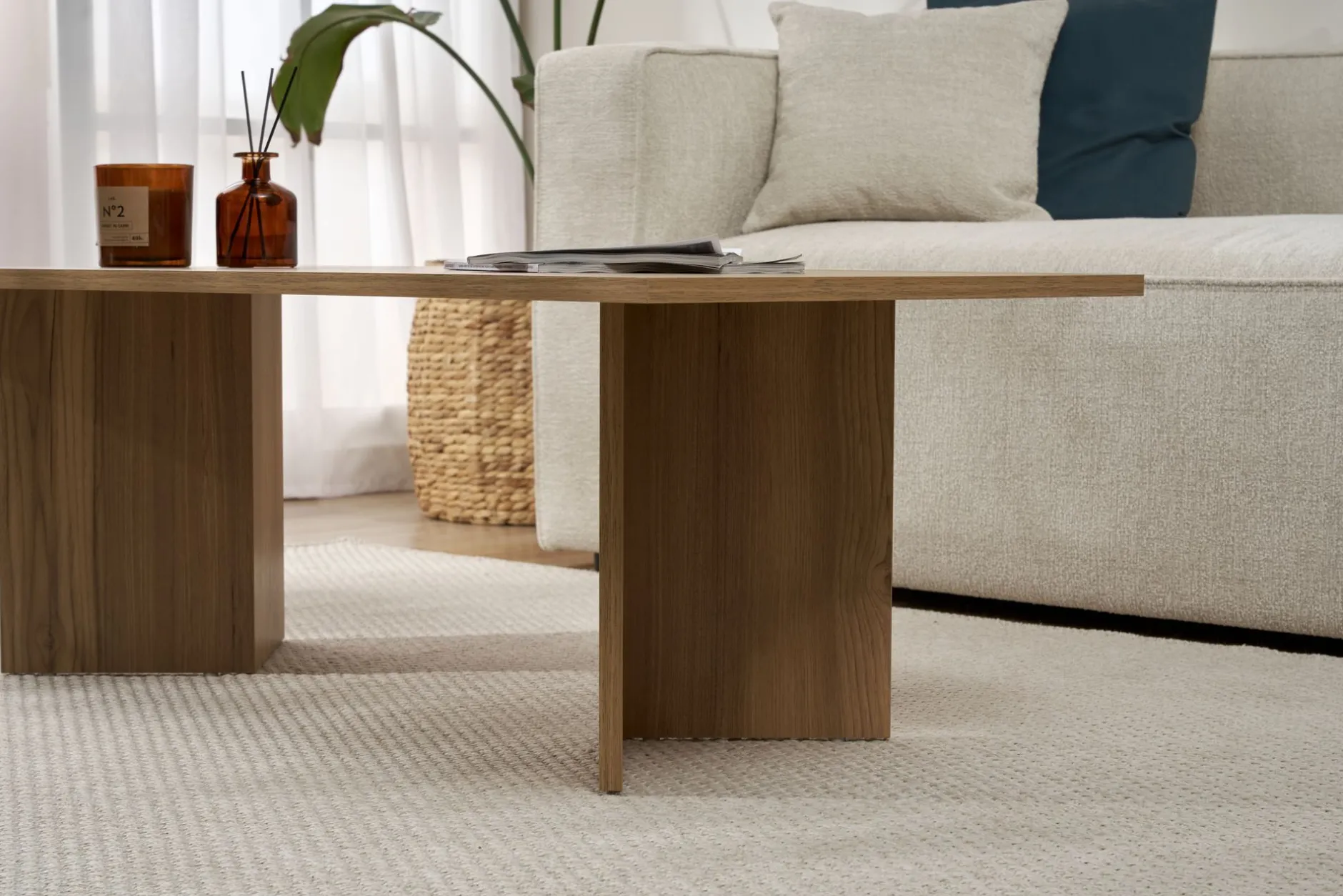 Couchtisch Sabin - 100% MELAMINE - Eiche - 40 x 60 x 119 cm