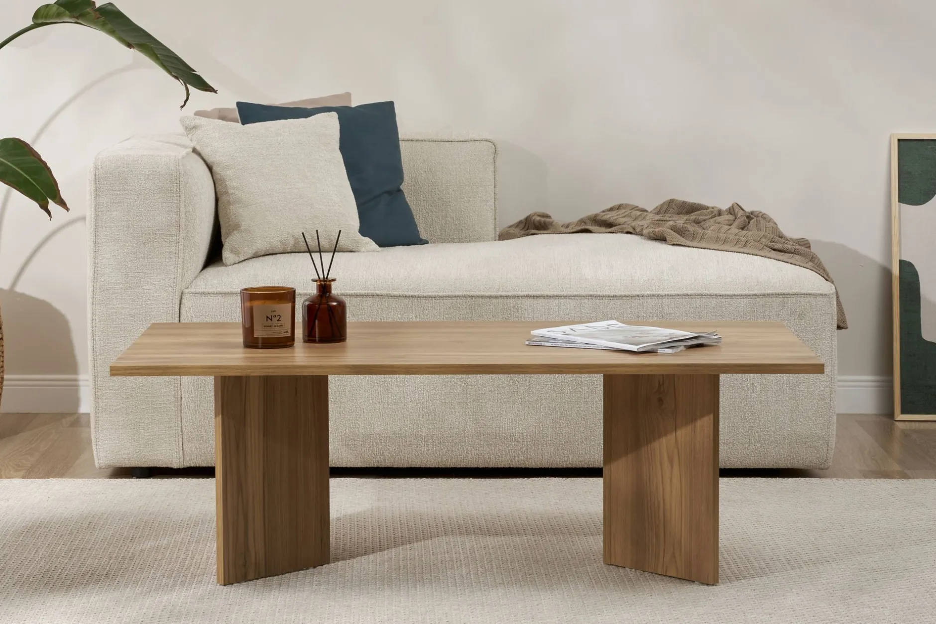 Couchtisch Sabin - 100% MELAMINE - Eiche - 40 x 60 x 119 cm