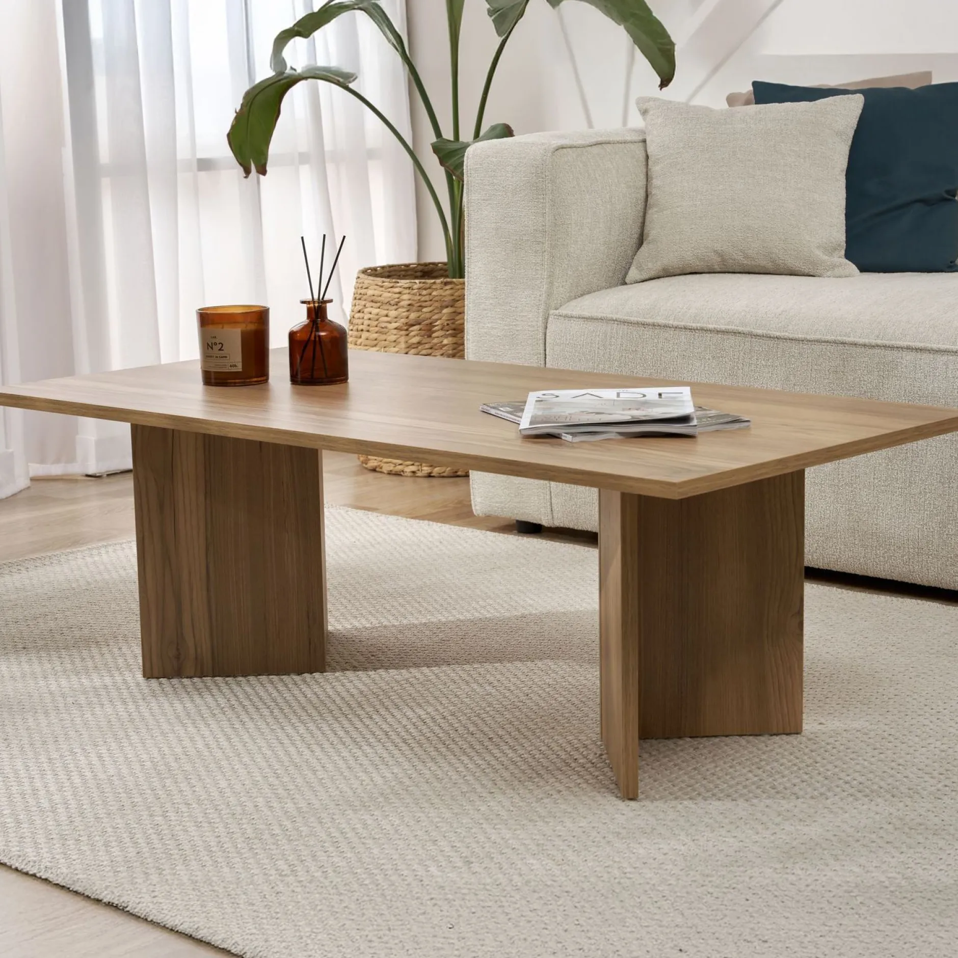 Couchtisch Sabin - 100% MELAMINE - Eiche - 40 x 60 x 119 cm