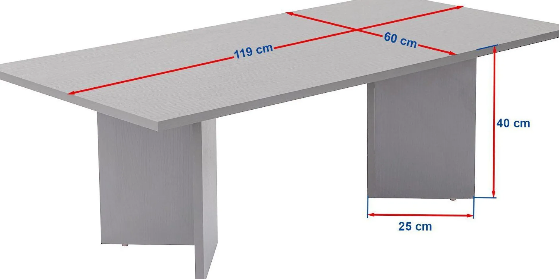 Couchtisch Sabin - 100% MELAMINE - Eiche - 40 x 60 x 119 cm