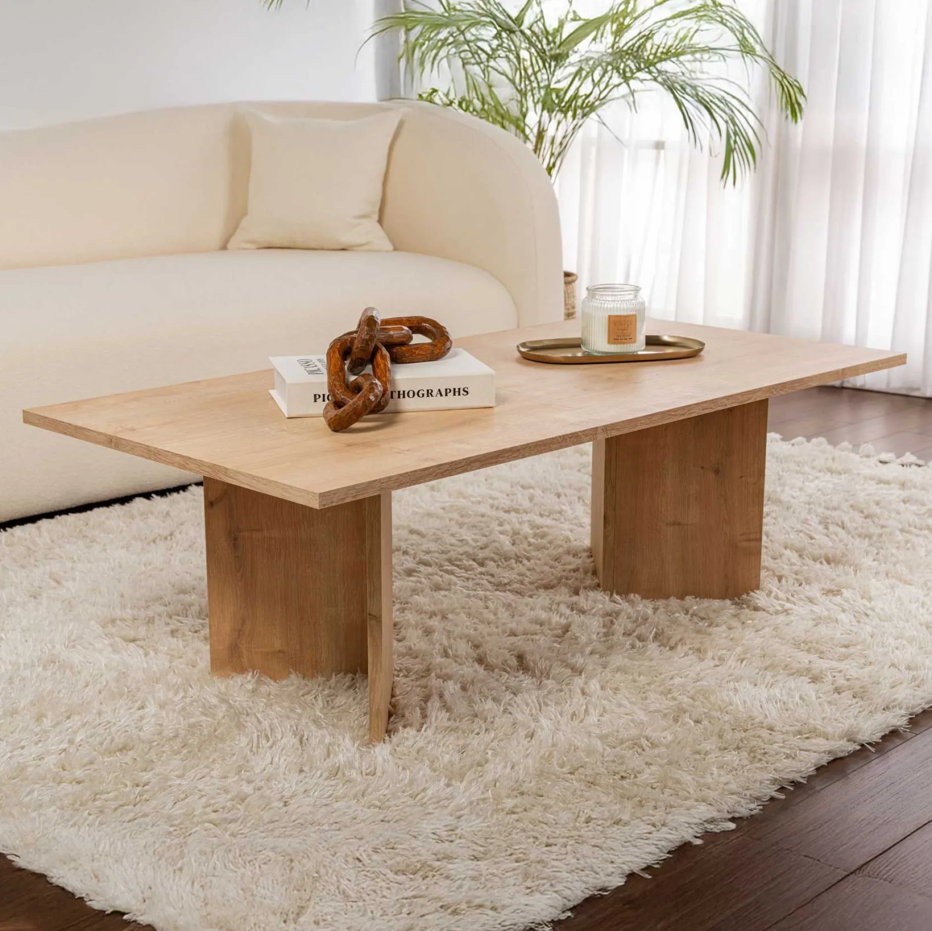 Couchtisch Sabin - 100% MELAMINE - Saphireiche - 40 x 60 x 119 cm