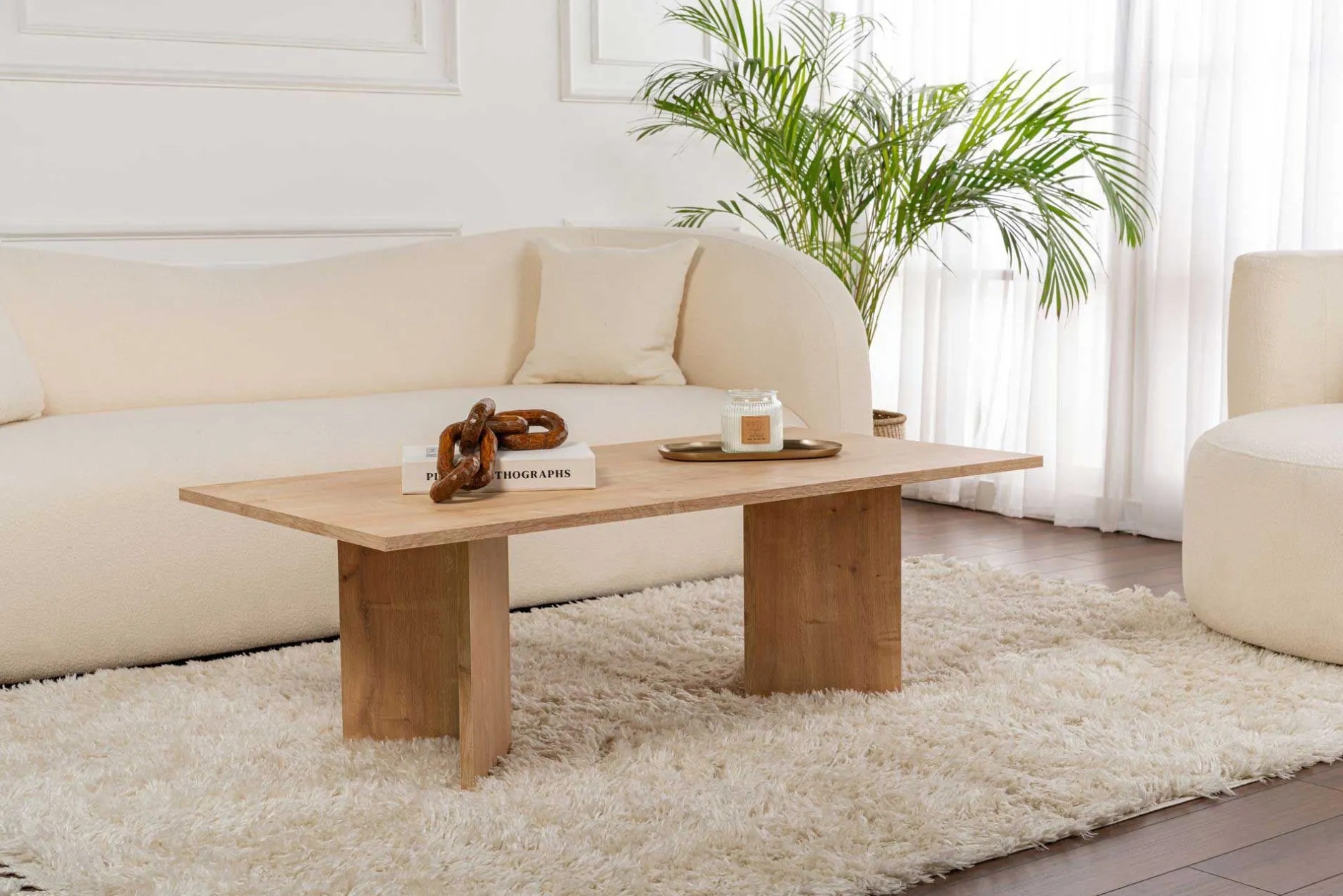Couchtisch Sabin - 100% MELAMINE - Saphireiche - 40 x 60 x 119 cm