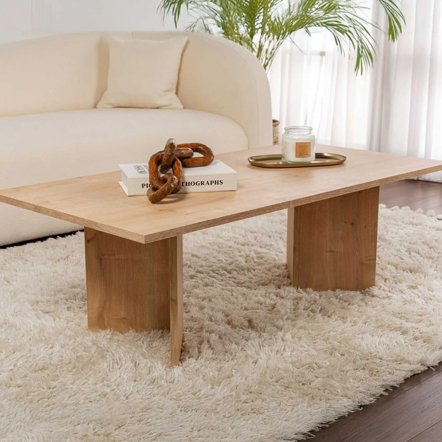 Couchtisch Sabin - 100% MELAMINE - Saphireiche - 40 x 60 x 119 cm