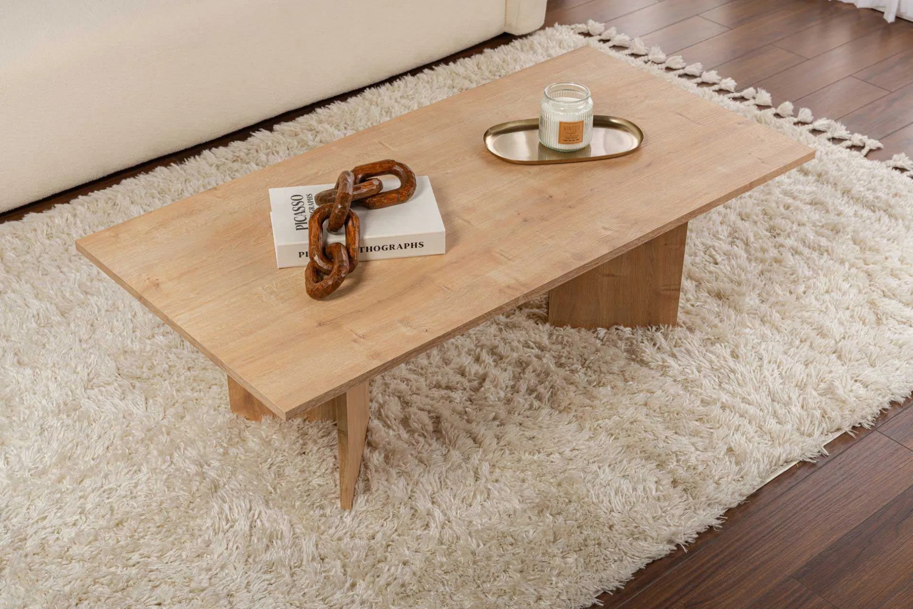 Couchtisch Sabin - 100% MELAMINE - Saphireiche - 40 x 60 x 119 cm