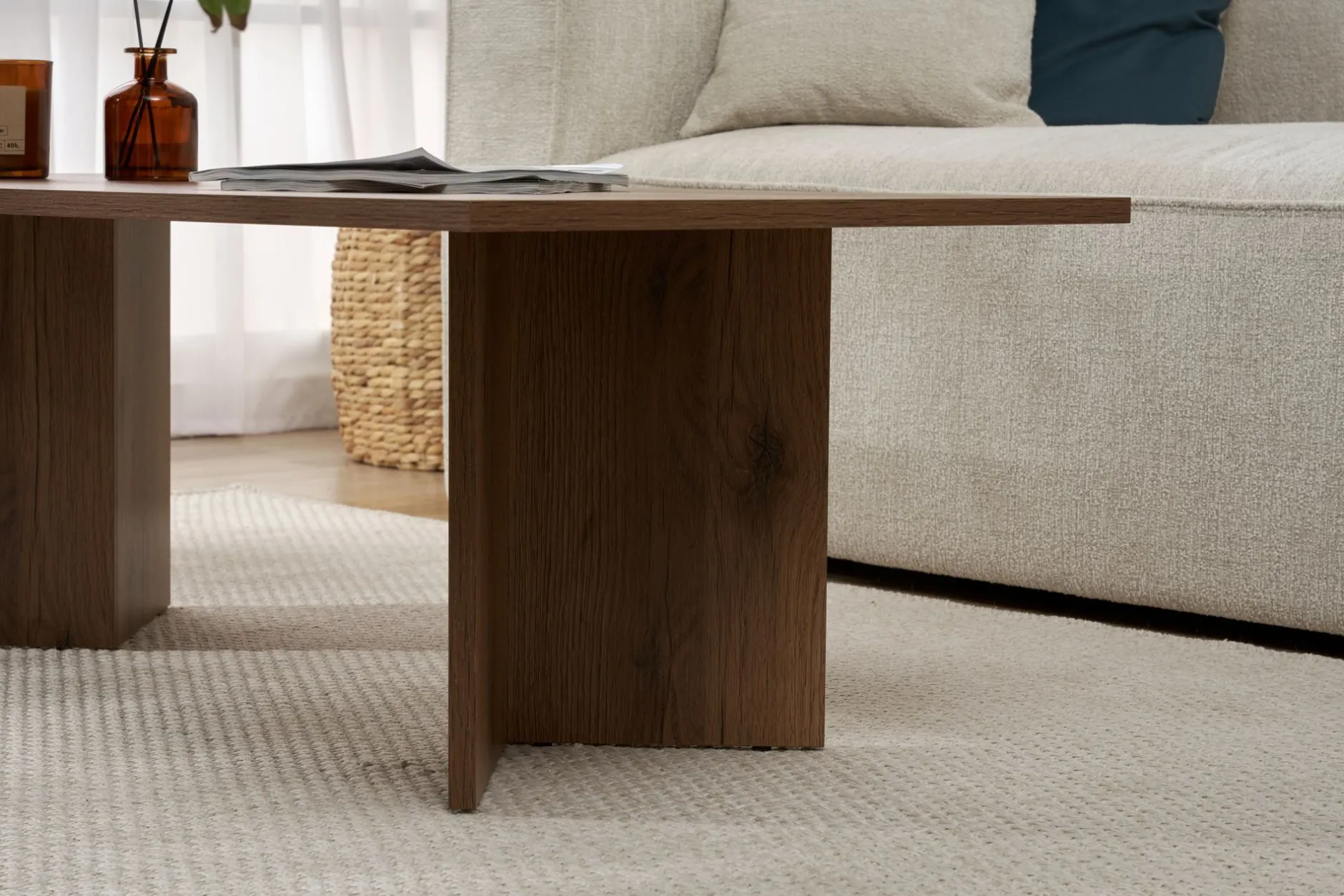Couchtisch Sabin - 100% MELAMINE - Walnuss - 40 x 60 x 119 cm