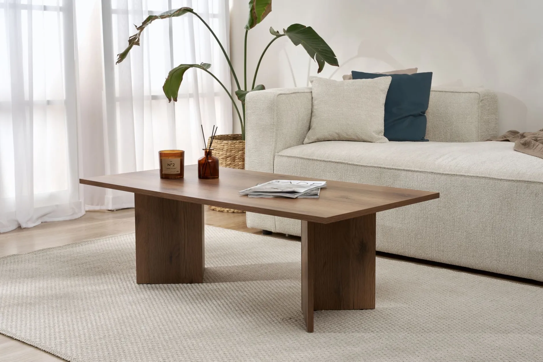 Couchtisch Sabin - 100% MELAMINE - Walnuss - 40 x 60 x 119 cm