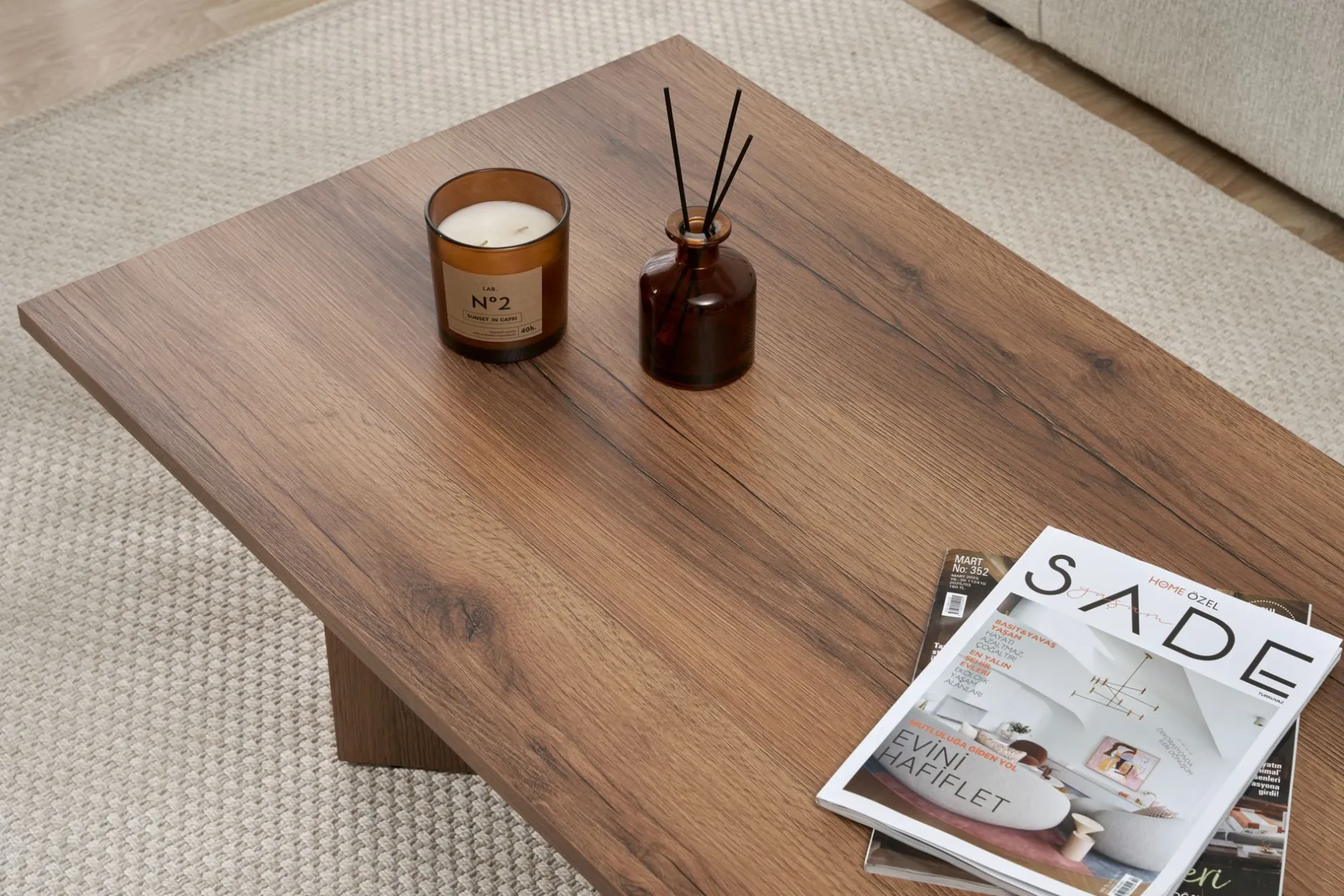 Couchtisch Sabin - 100% MELAMINE - Walnuss - 40 x 60 x 119 cm
